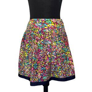 Lilly Pulitzer Bold Blue Pink Silk Mini Skirt Sz 6 Colorful Pattern Lined